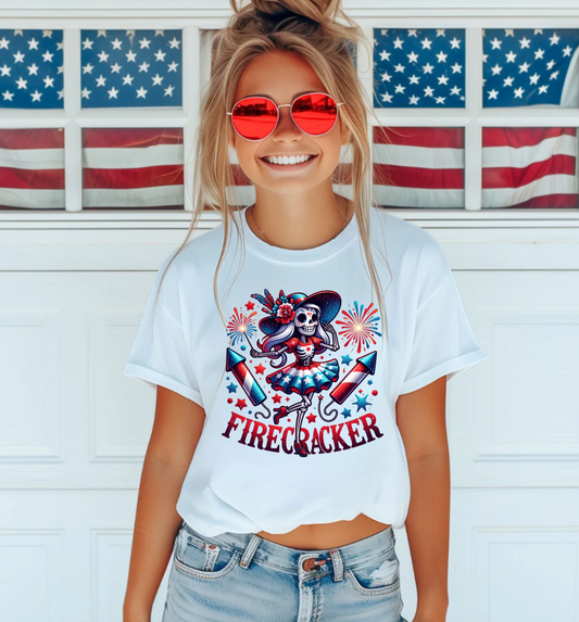 Solid White Patriotic Firecracker T-Shirt