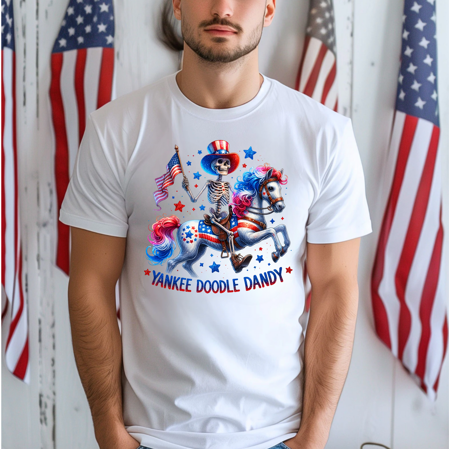Solid White Patriotic Yankee Doodle Dandy T-Shirt