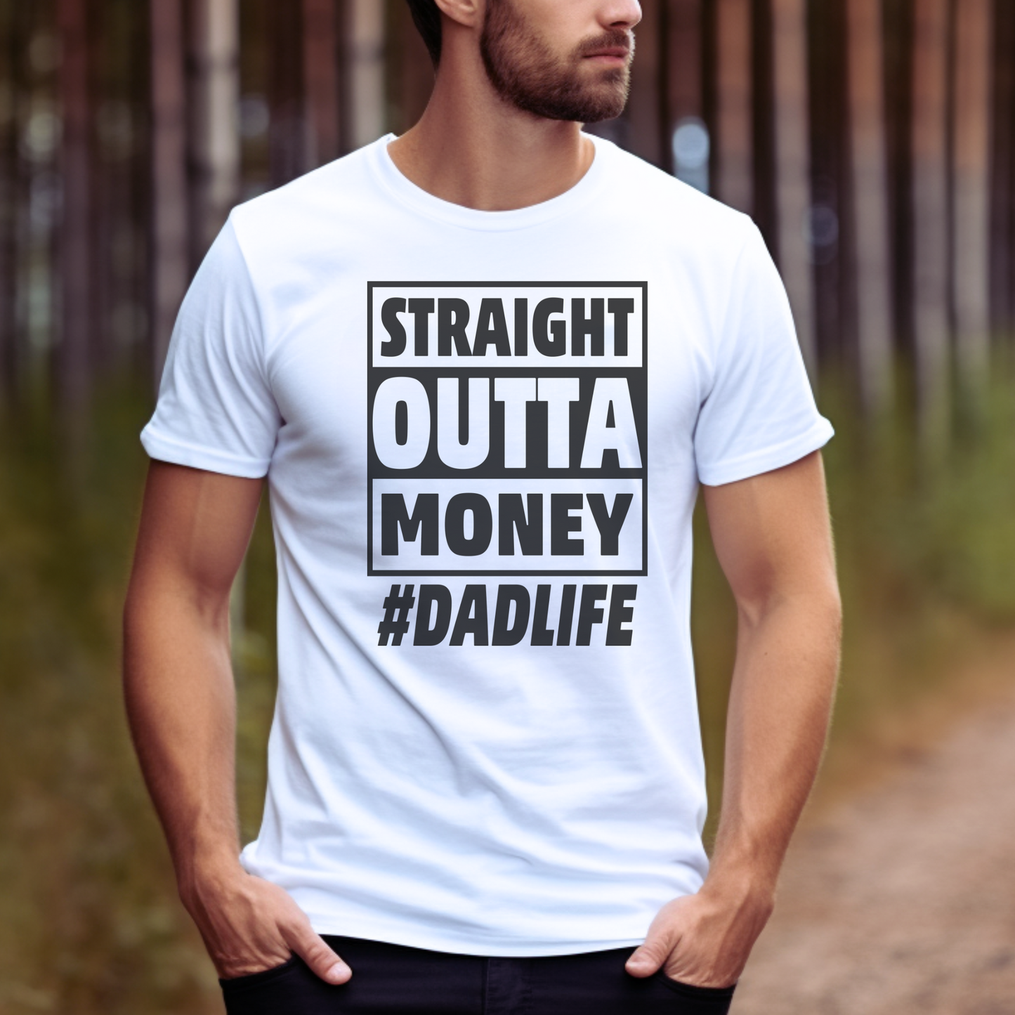 Solid White Straight Out of Money T-Shirt