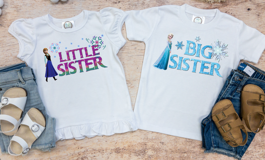 Matching Frozen Sisters- Big Sister Little SisterSibling Shirts