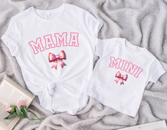 Solid White Mama & Mini Big Bow T-Shirt
