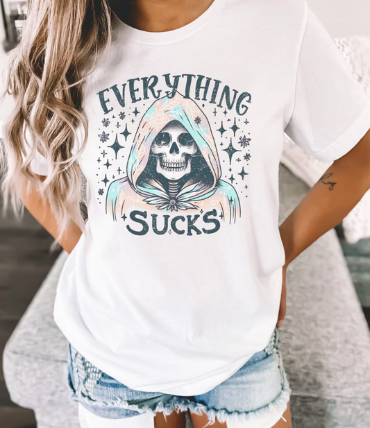 Solid White "Everything Sucks" T-Shirt