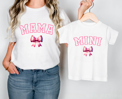 Solid White Mama & Mini Big Bow T-Shirt