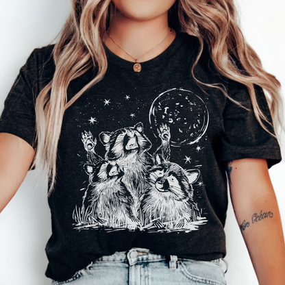 Moonlit Raccoon Gathering T-Shirt