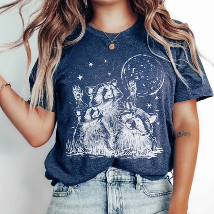 Moonlit Raccoon Gathering T-Shirt