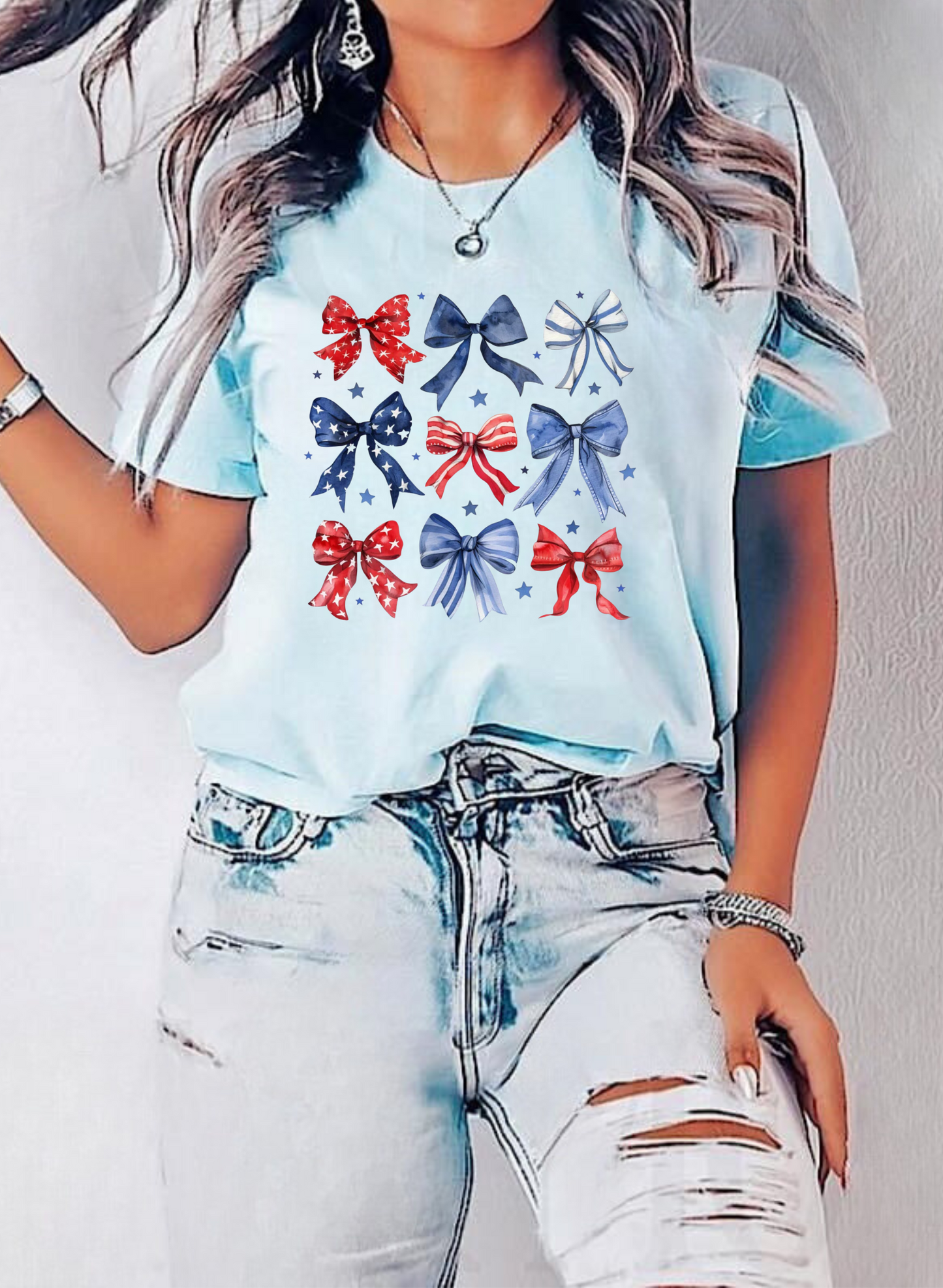4th of July American Bow Coquette Shirt