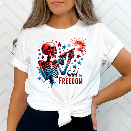 Solid White Patriotic Fueled By Freedom T-Shirt