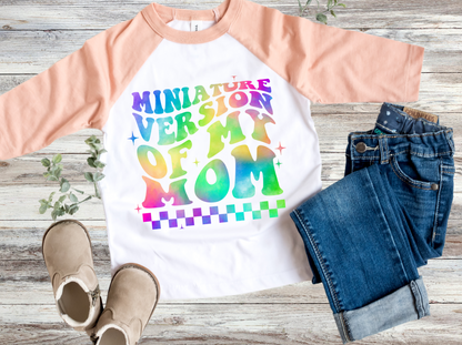 Miniature Version of My Mom Rainbow Retro Text Shirt