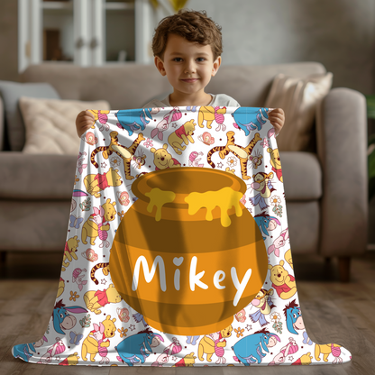 Personalized Winnie the Pooh Name Blanket