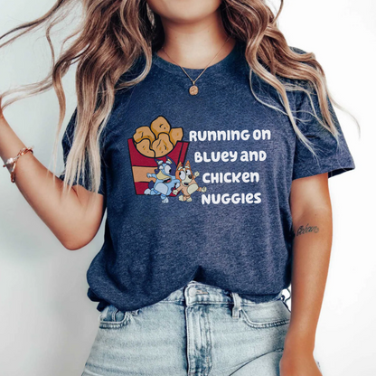 Bluey Inspired Running on Chicken Nuggies T-Shirt