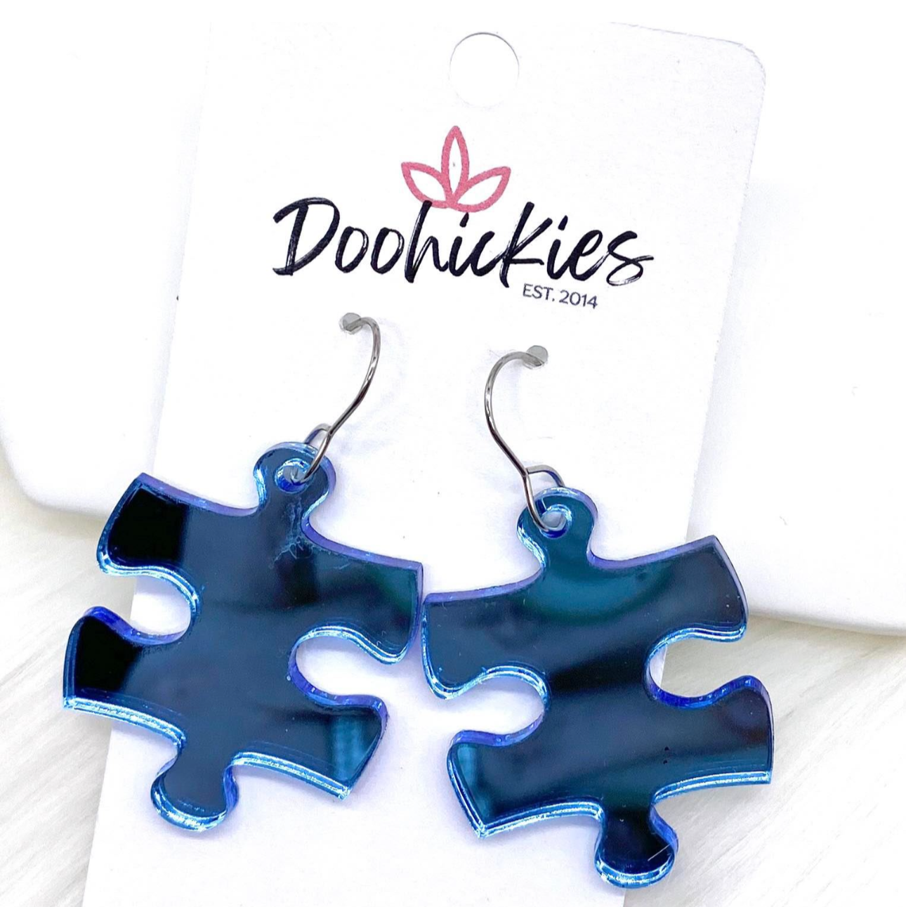 1.5" Autism Awareness Puzzle Piece Acrylics -Earrings