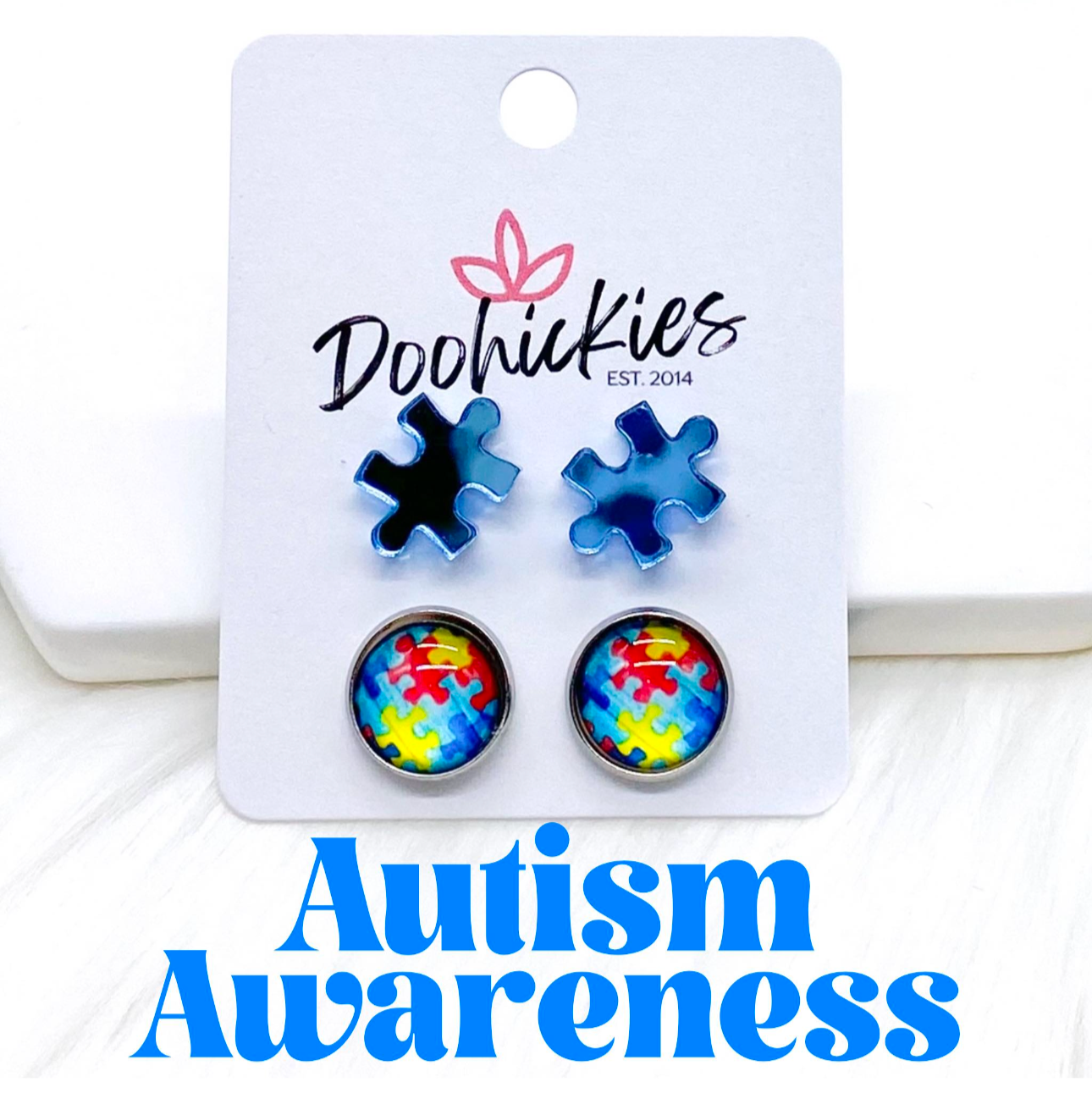 12mm Mirror Puzzle & Autism Awareness in Stainless Steel Settings