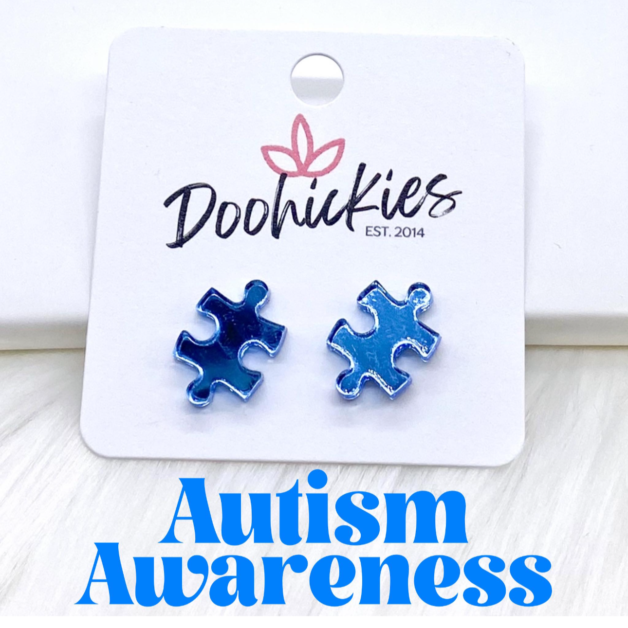 Mirror Acrylic Autism Awareness Puzzle Studs