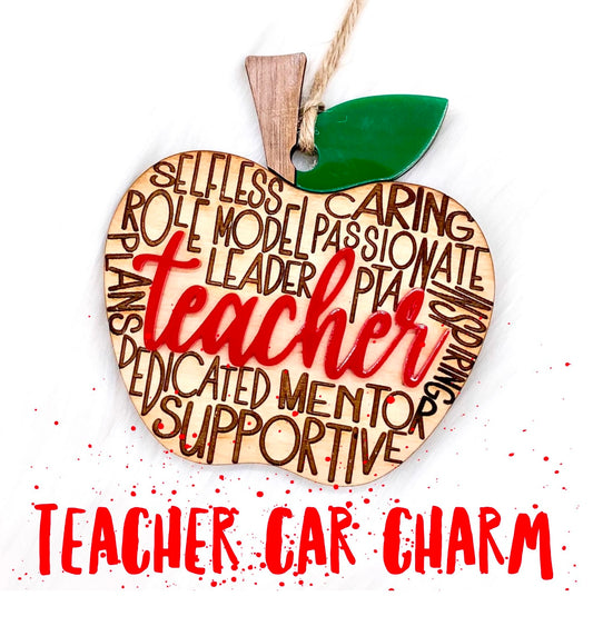 Apple Teacher Car Charm - Back to School Accessories