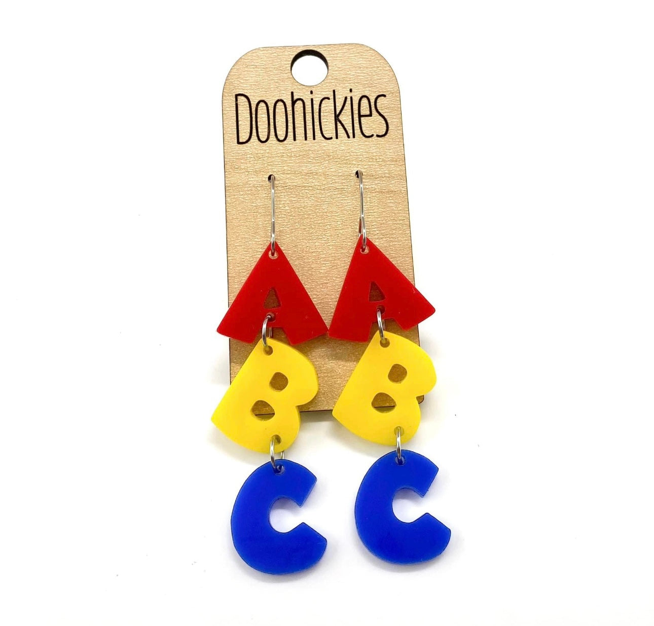 2.5" ABC Acrylic Dangles - Back to School Teacher Earrings