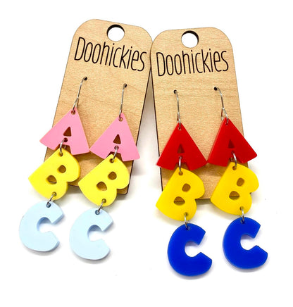 2.5" ABC Acrylic Dangles - Back to School Teacher Earrings