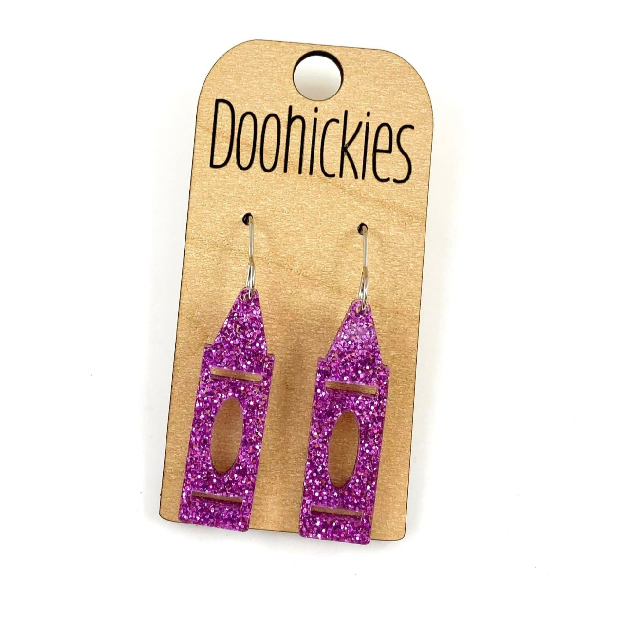 1.5" Glitter Crayon Acrylic Dangles - Back to School Teacher Earrings