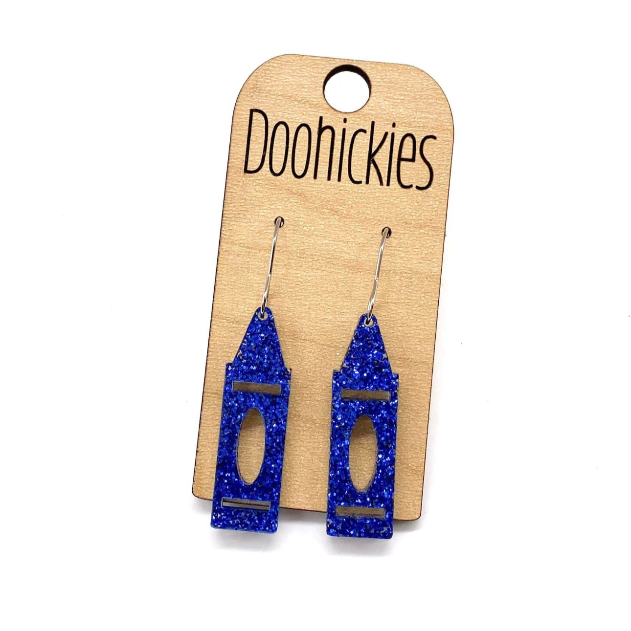 1.5" Glitter Crayon Acrylic Dangles - Back to School Teacher Earrings