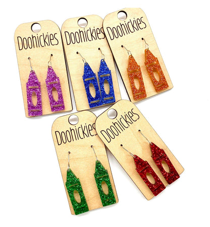 1.5" Glitter Crayon Acrylic Dangles - Back to School Teacher Earrings