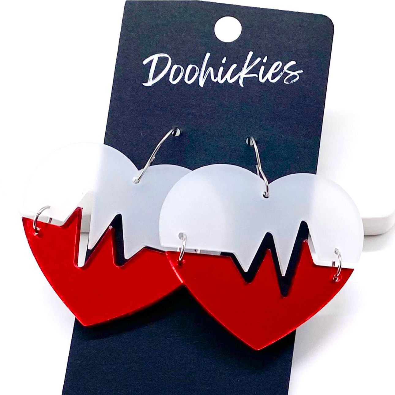 1.5" Heartbeat Dangle Earrings -Nurse Earrings