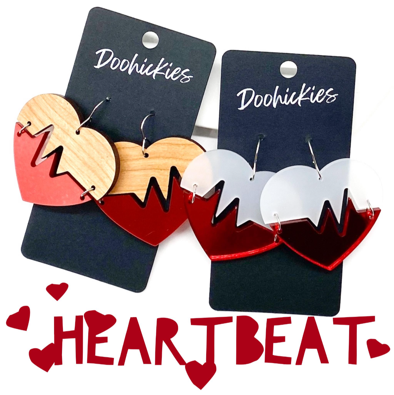 1.5" Heartbeat Dangle Earrings -Nurse Earrings